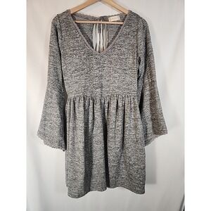 Altar'd State Barling Knit Gray Babydoll Sweater Dress Bell Sleeves Womens M